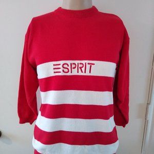 Esprit Vtg Womens Sweater Red White Stripe